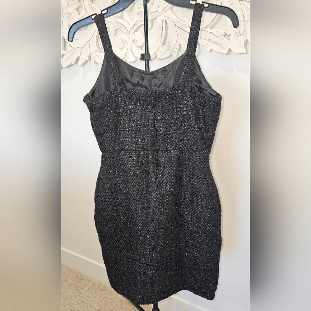 NWT Rare Editions Black Metallic Tweed Lined Dress with Crytal Bows Girls Sz 16